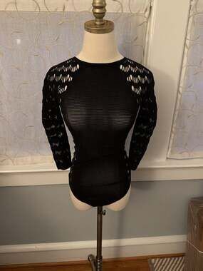 Wolford Black Cutout Mesh Bodysuit Size XS